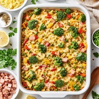 Cheesy Ham and Veggie Casserole