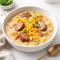 Cheesy Hash Browns and Kielbasa Soup Crock Pot