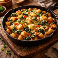 Cheesy Home Fries with Spinach and Peppers Sp5