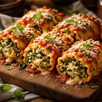 Cheesy Lasagna Rolls Vegetarian
