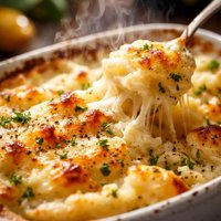 Cheesy Mashed Potatoes Piping Hot from the Oven