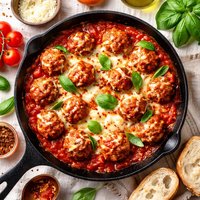 Cheesy Meatballs with Basil Tomato Sauce