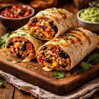 Cheesy Mexican Rice Bean Burritos