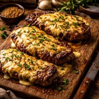 Cheesy Mustard Steaks