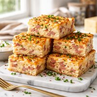 Cheesy Potato and Ham Squares