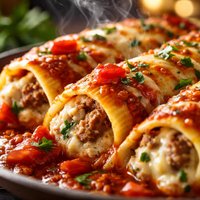 Cheesy Sausage and Tomato Manicotti Oamc