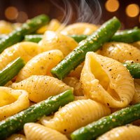 Cheesy Shells and Green Beans