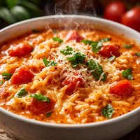 Cheesy Tomato Rice Soup