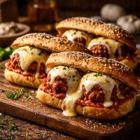 Cheesy Volcano Meatball Sandwiches