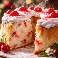 Cherry Angel Food Cake Homemade