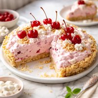 Cherry Fluff Pie with Rice Krispie Crust No Bake