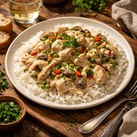 Chicken a La King Poached W White Wine