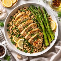 Chicken and Asparagus Over Wild Rice