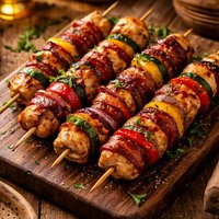 Chicken and Bacon Shish Kabobs