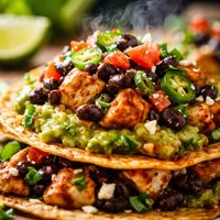 Chicken and Black Bean Guacamole Tostadas