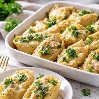 Chicken and Broccoli Alfredo Stuffed Shells