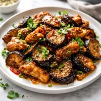 Chicken and Eggplant Aubergine Pseudo Fried