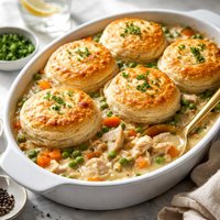 Chicken and Gravy with Biscuit Topping