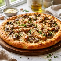 Chicken and Mushroom Alfredo Pizza