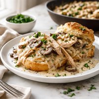Chicken and Mushroom Smothered Biscuits