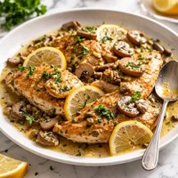 Chicken and Mushrooms in a Lemon Sauce