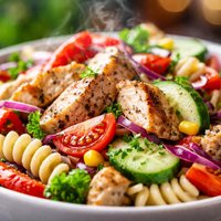 Chicken and Pasta Salad with Raw Vegetables