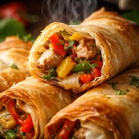 Chicken and Peppers in Phyllo
