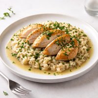 Chicken and Rice in Wine Herb Sauce