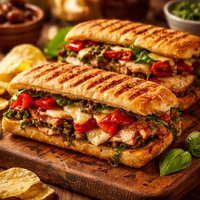 Chicken and Roasted Red Pepper Panini Style Sandwiches