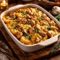 Chicken and Yellow Zucchini Squash Casserole with Rosemary