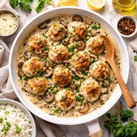 Chicken Balls with Mushroom Sauce