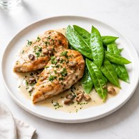 Chicken Bianco with Fresh Snow Peas