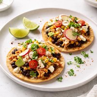 Chicken Black Bean and Goat Cheese Tostadas