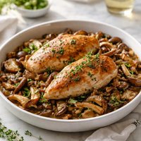 Chicken Breasts Baked on Wild Mushrooms