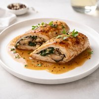 Chicken Breasts Stuffed with Mushrooms Spinach with Cognac Sauce