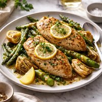 Chicken Breasts with Asparagus and Artichokes