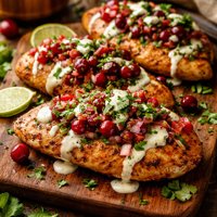 Chicken Breasts with Cranberry Salsa and Cilantro Cream