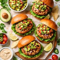 Chicken Burgers with Avocado Salsa