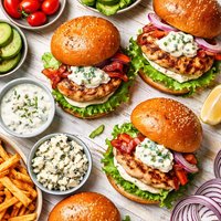 Chicken Burgers with Blue Cheese Mayo