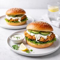 Chicken Burgers with Sour Cream Sauce