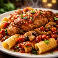 Chicken Cacciatore and Rigatoni