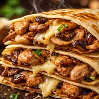 Chicken Caramelized Mushrooms Onions Cheese Quesadillas