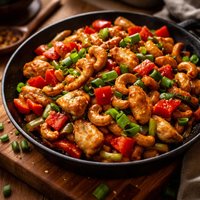 Chicken Cashews Red Pepper and Scallion Stir Fry