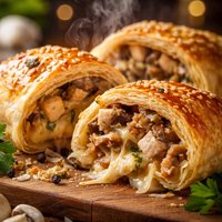 Chicken Cheese and Mushroom Strudels