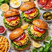 Chicken Cheeseburgers with Lemon Mayonnaise