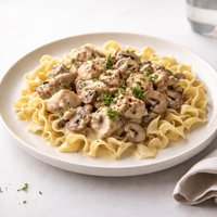 Chicken Cream of Mushroom Over Egg Noodles