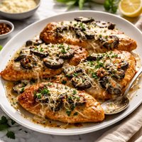 Chicken Cutlets with Portabella Mushrooms and Asiago
