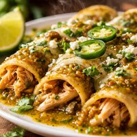 Chicken Enchiladas with Roasted Tomatillo Chile Salsa
