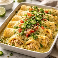 Chicken Enchiladas with Sour Cream Green Chili Sauce