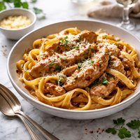 Chicken Fettuccine in Bourbon Sauce